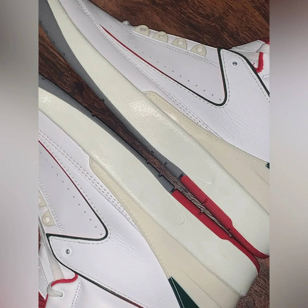 Jordan Men’s White Red Green Leather Sneakers